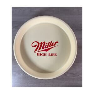 Vintage Miller High‎ Life Hard Plastic Serving Tray- White Red- EUC
